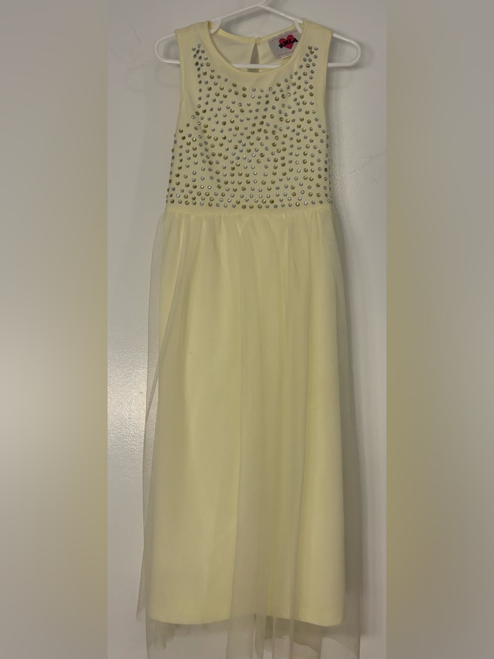 Embellished Cream Girls Formal Tulle Dress